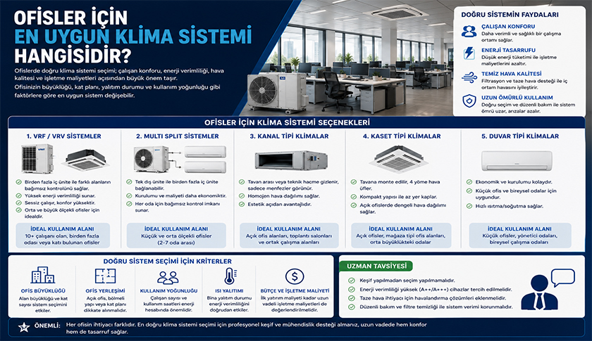 Ofisler İçin En Uygun Klima Sistemi Hangisidir?
